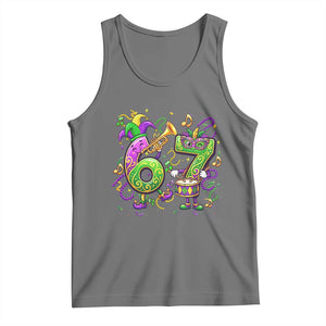 67 Mardi Gras Meme Tank Top Funny Six Seven Carnival Party TS14 Black Heather Print Your Wear