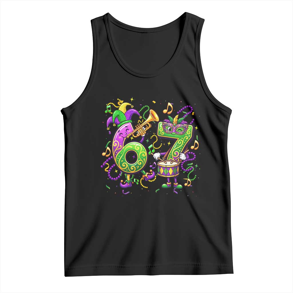 67 Mardi Gras Meme Tank Top Funny Six Seven Carnival Party TS14 Black Print Your Wear