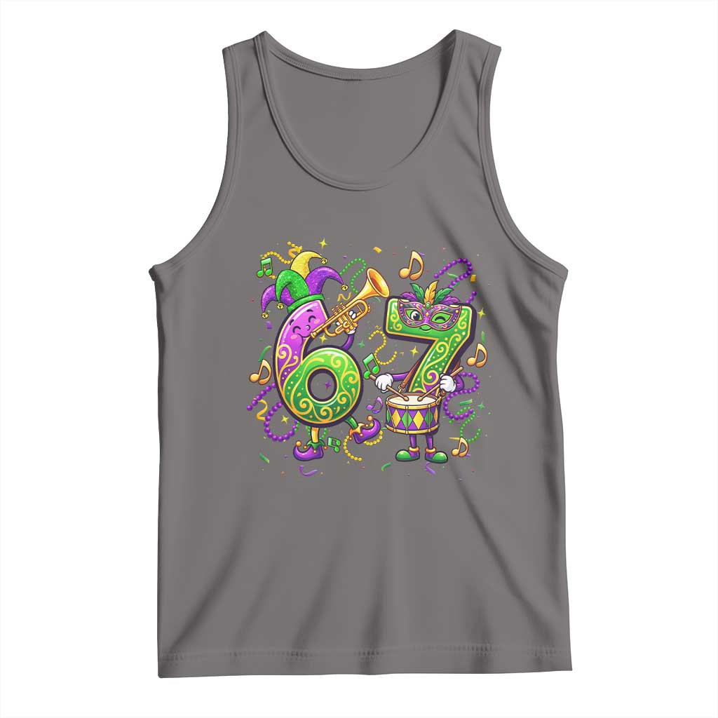 67 Mardi Gras Meme Tank Top Funny Six Seven Carnival Party TS14 Deep Heather Print Your Wear