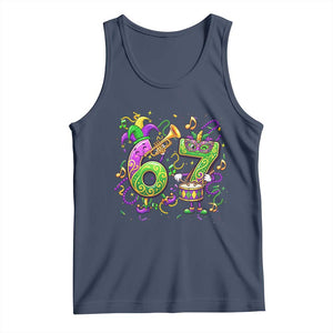 67 Mardi Gras Meme Tank Top Funny Six Seven Carnival Party TS14 Navy Print Your Wear