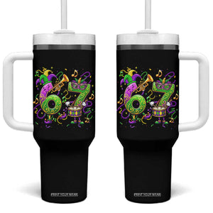 67 Mardi Gras Meme Tumbler With Handle Funny Six Seven Carnival Party TS14 One Size: 40 oz Black Print Your Wear