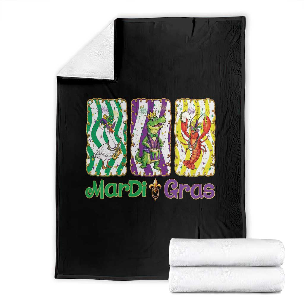 Funny Mardi Gras Animal Throw Blanket Alligator Crawfish Goose New Orleans Louisiana TS14 Black Print Your Wear