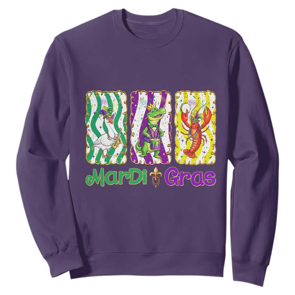 Funny Mardi Gras Animal Sweatshirt Alligator Crawfish Goose New Orleans Louisiana TS14 Purple Print Your Wear
