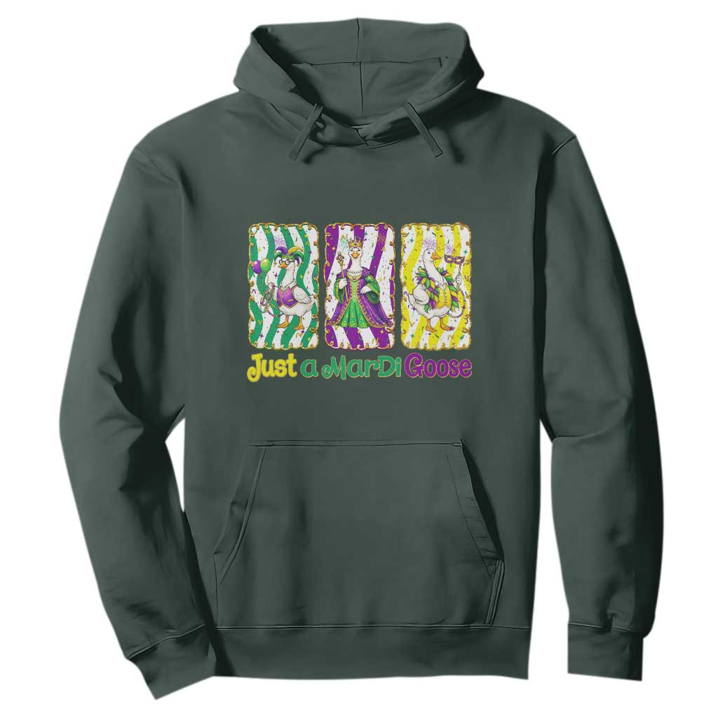 Mardi Gras Goose Hoodie Just A Mardi Goose TS14 Dark Forest Green Print Your Wear
