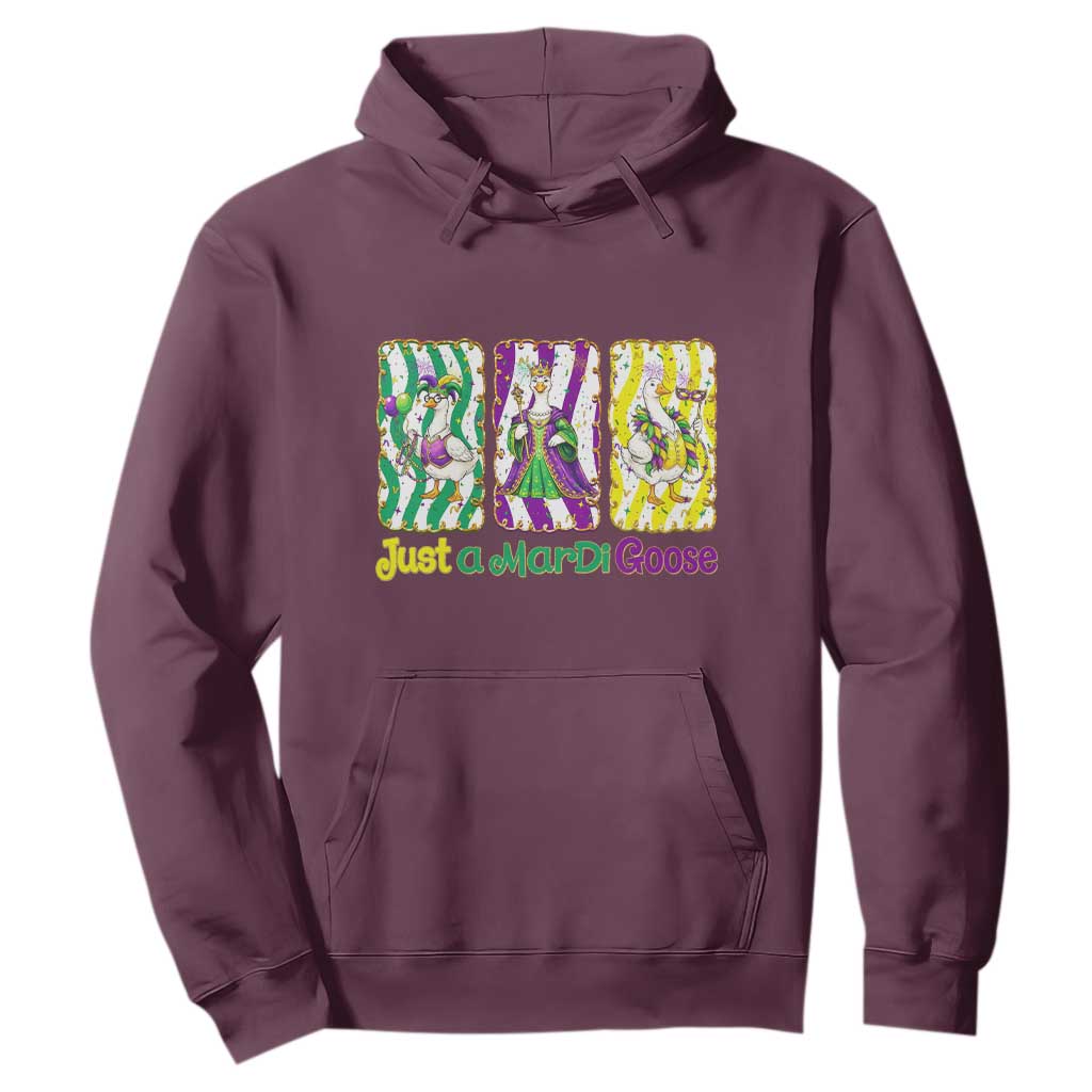 Mardi Gras Goose Hoodie Just A Mardi Goose TS14 Maroon Print Your Wear