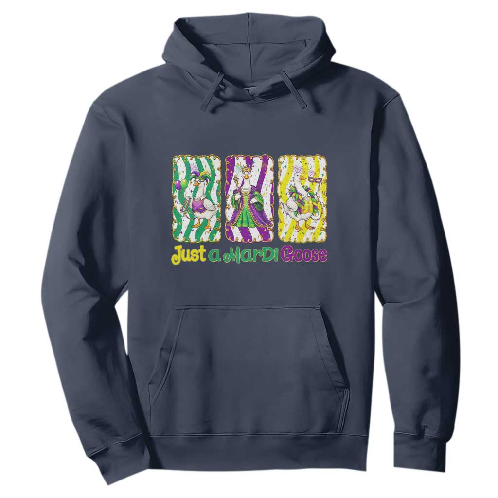 Mardi Gras Goose Hoodie Just A Mardi Goose TS14 Navy Print Your Wear