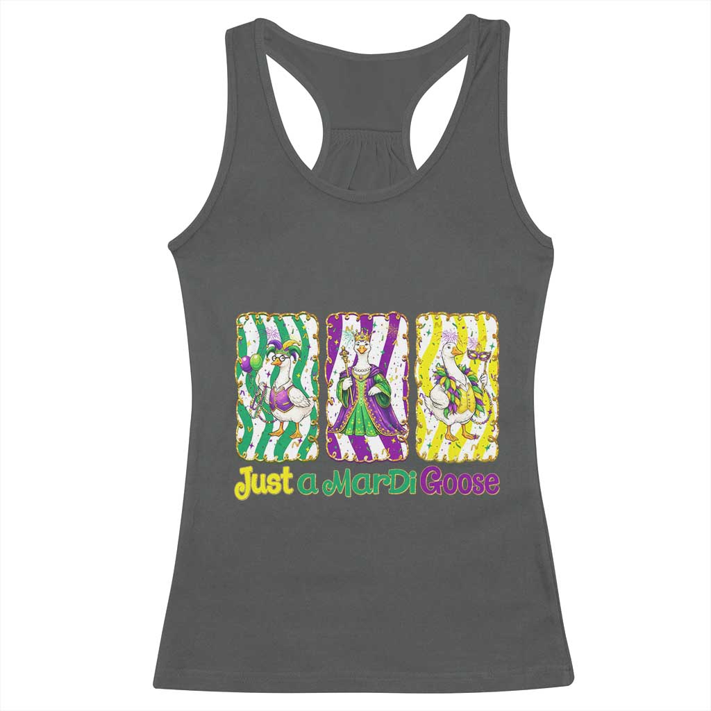 Mardi Gras Goose Racerback Tank Top Just A Mardi Goose TS14 Dark Heather Print Your Wear