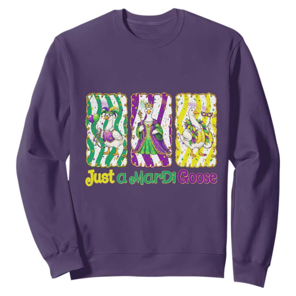 Mardi Gras Goose Sweatshirt Just A Mardi Goose TS14 Purple Print Your Wear