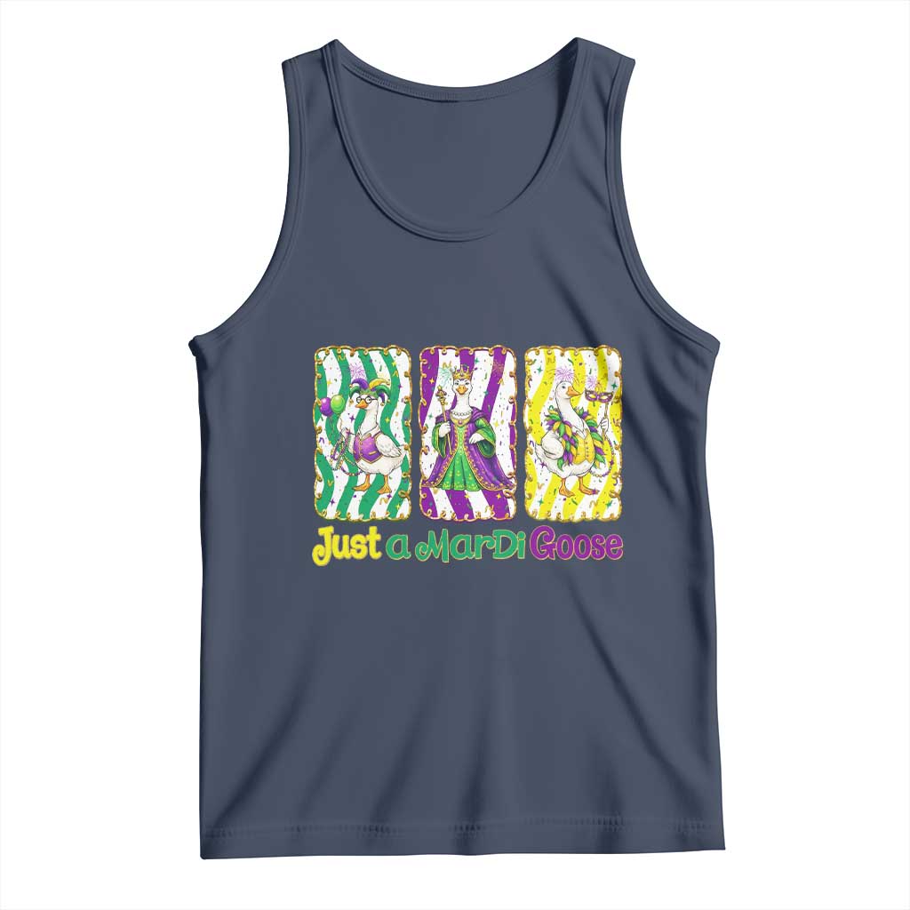 Mardi Gras Goose Tank Top Just A Mardi Goose TS14 Navy Print Your Wear