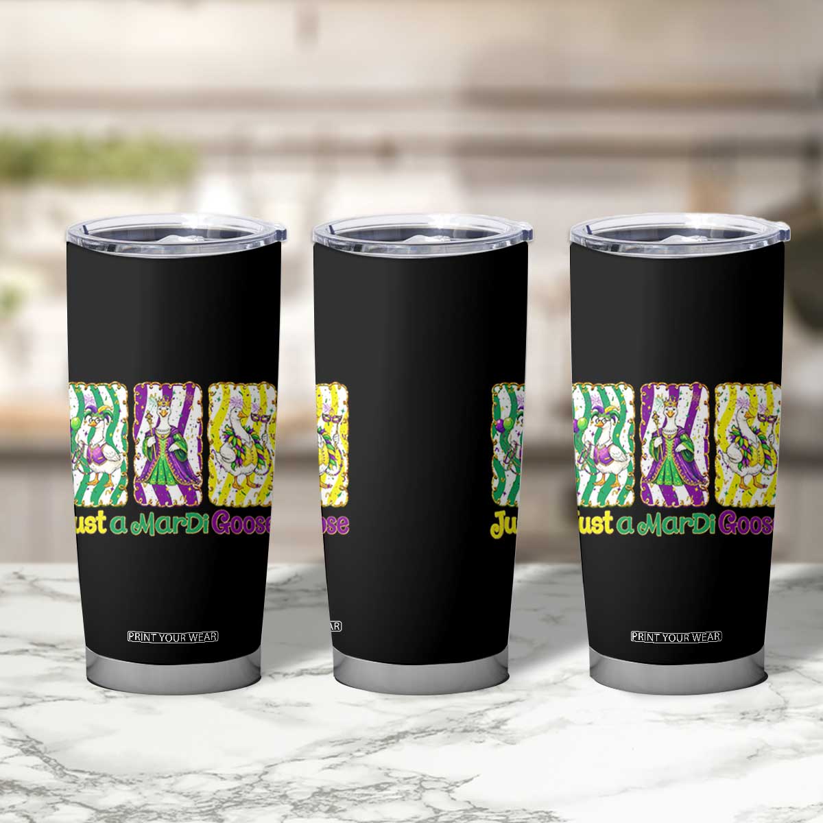 Mardi Gras Goose Tumbler Cup Just A Mardi Goose TS14 Print Your Wear