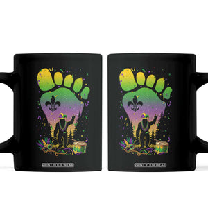 Mardi Gras Bigfoot Coffee Mug Sasquatch Forest Footprint Carnival Party TS14 Black Print Your Wear