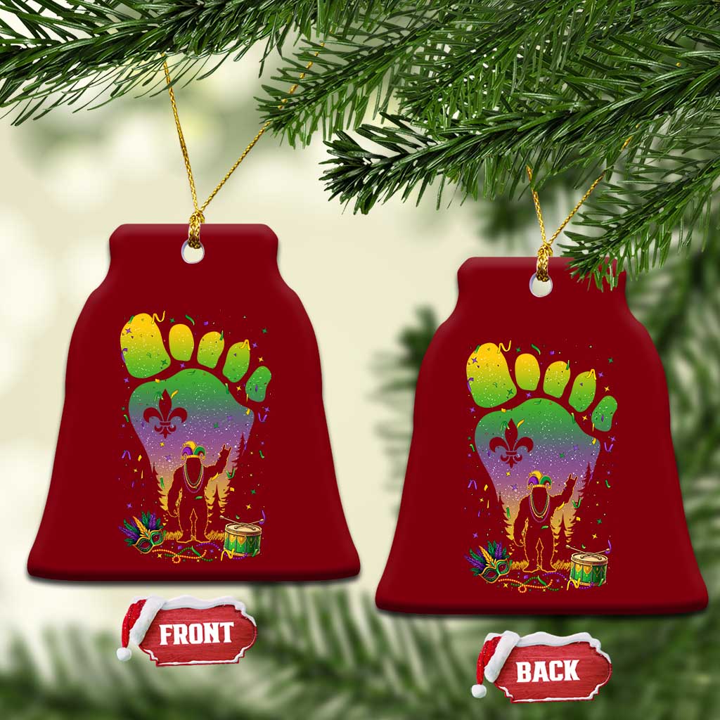 Mardi Gras Bigfoot Ceramic Ornament Sasquatch Forest Footprint Carnival Party TS14 Print Your Wear