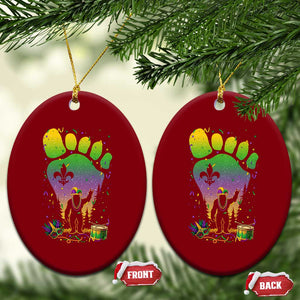Mardi Gras Bigfoot Ceramic Ornament Sasquatch Forest Footprint Carnival Party TS14 Print Your Wear