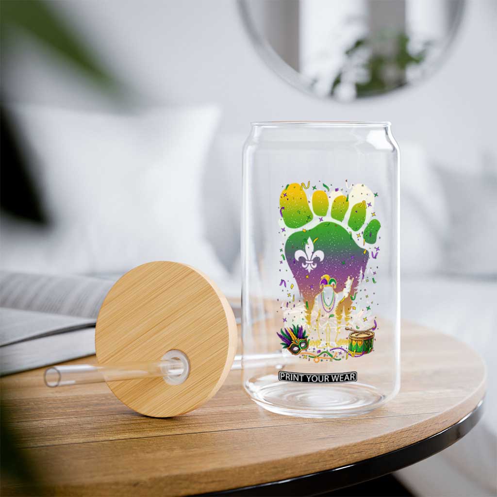 Mardi Gras Bigfoot Glass Can Sasquatch Forest Footprint Carnival Party TS14 Print Your Wear