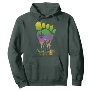 Mardi Gras Bigfoot Hoodie Sasquatch Forest Footprint Carnival Party TS14 Dark Forest Green Print Your Wear