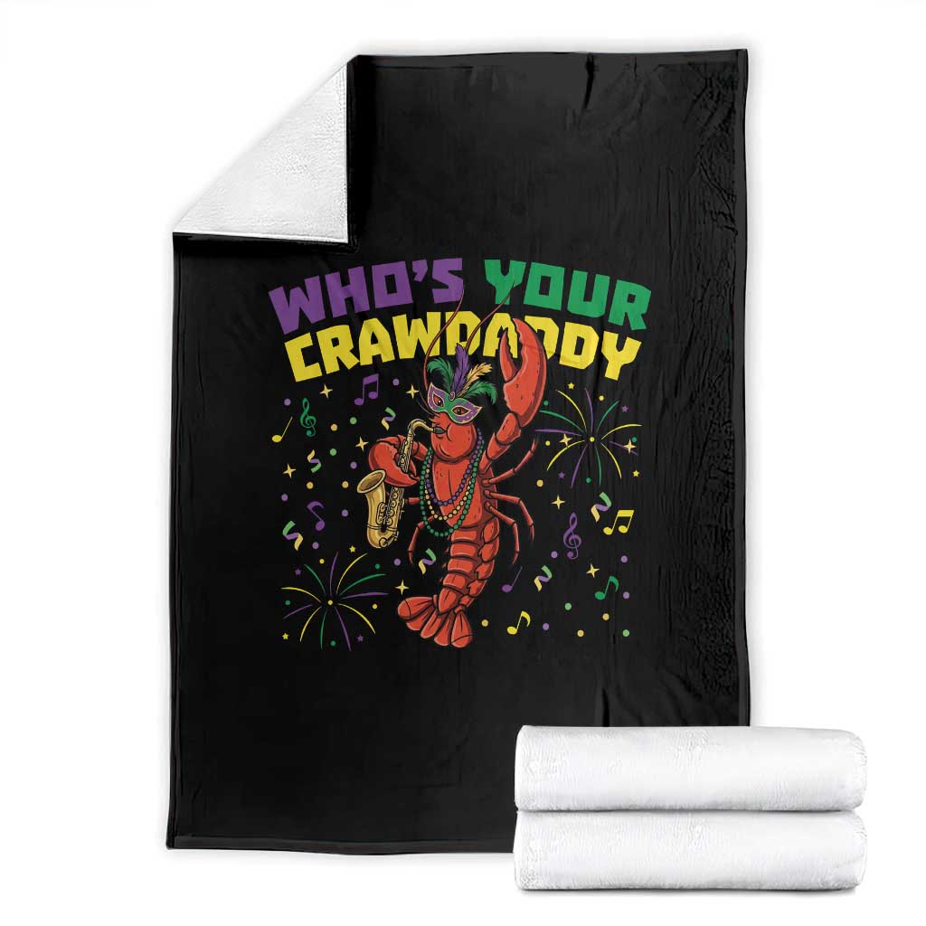 Mardi Gras Crawfish Throw Blanket Who Is Your Crawdaddy Carnival Party TS14 Black Print Your Wear