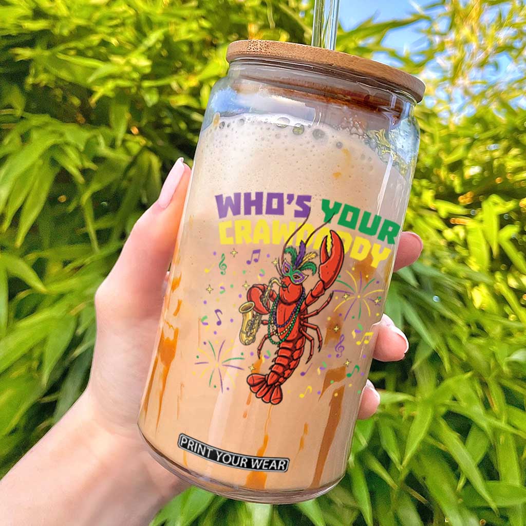 Mardi Gras Crawfish Glass Can Who Is Your Crawdaddy Carnival Party TS14 Black Print Your Wear
