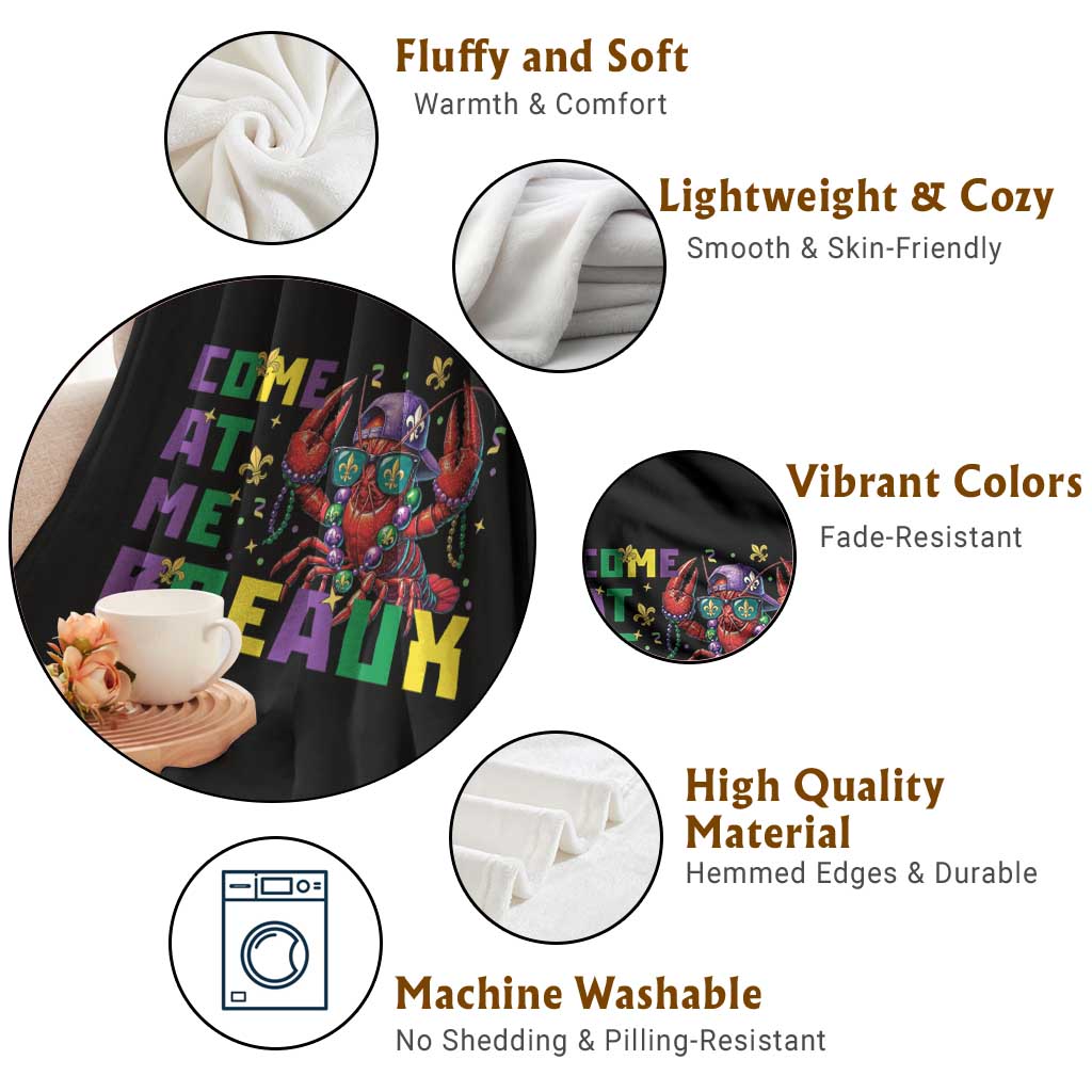 Mardi Gras Crawfish Throw Blanket Come At Me Breaux TS14 Print Your Wear