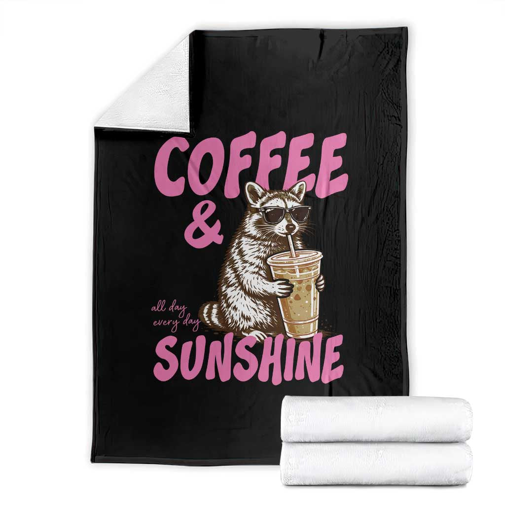 Iced Coffee and Sunshine Throw Blanket Funny Raccoon Summer Coffee Lover Gift TS14 Black Print Your Wear