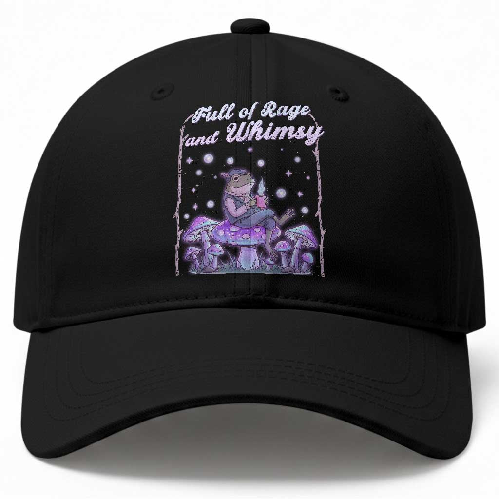 Full of Rage and Whimsy Baseball Cap Funny Cottagecore Frog Coffee Whimsical Aesthetic TS14 Print Your Wear