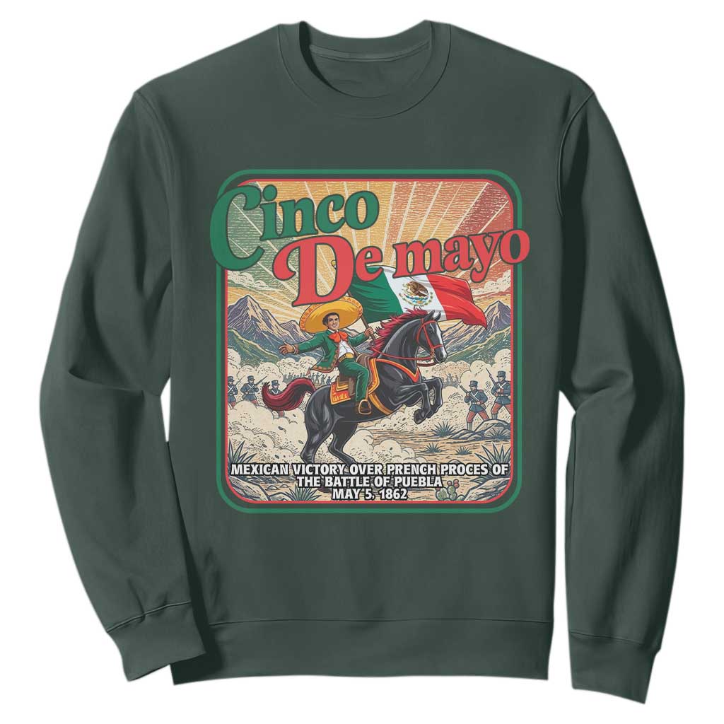 Cinco de Mayo Battle of Puebla Sweatshirt Mexican Victory History 1862 TS14 Dark Forest Green Print Your Wear