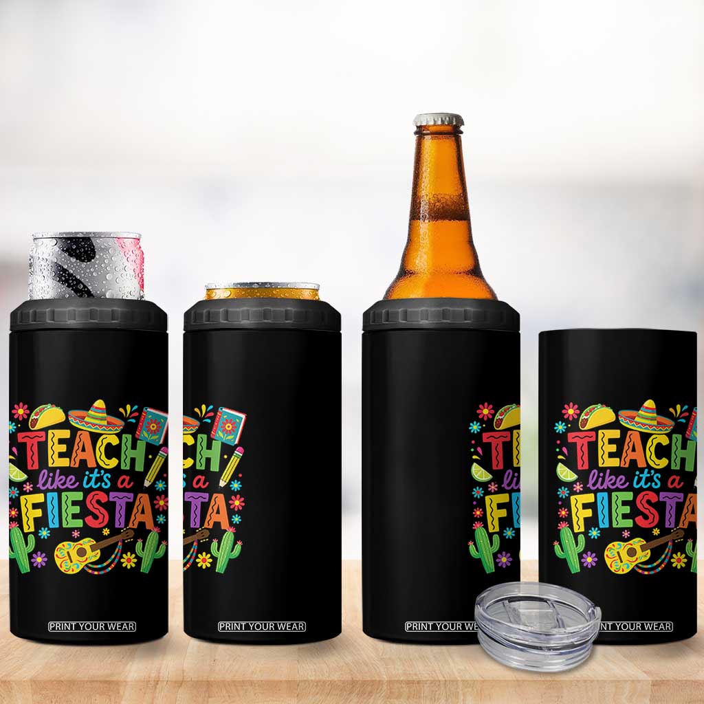 Cinco De Mayo Teacher 4 in 1 Can Cooler Tumbler Teach Like Its A Fiesta TS14 Print Your Wear