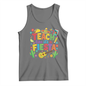 Cinco De Mayo Teacher Tank Top Teach Like Its A Fiesta TS14 Black Heather Print Your Wear