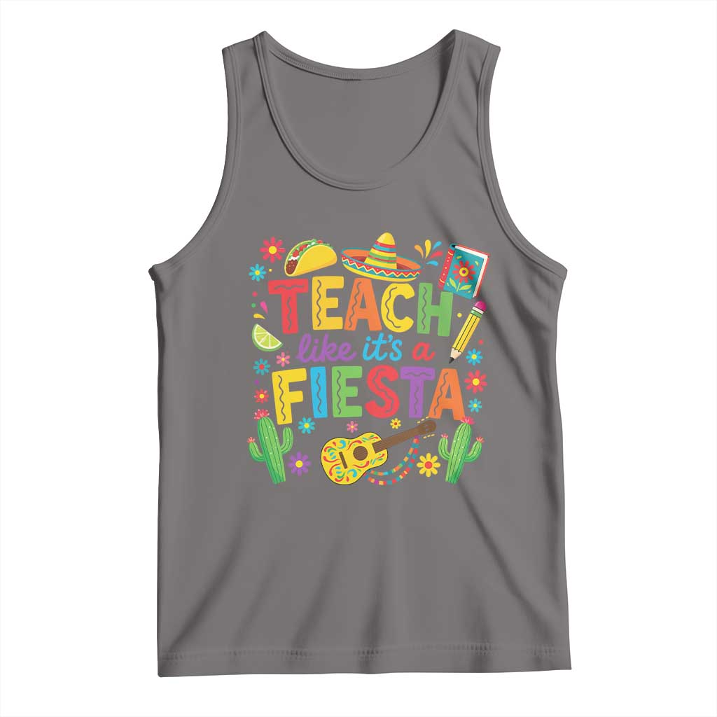 Cinco De Mayo Teacher Tank Top Teach Like Its A Fiesta TS14 Deep Heather Print Your Wear