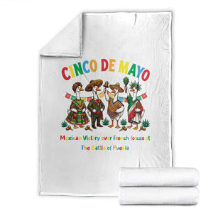 Cinco de Mayo Mexican Victory Throw Blanket Silly Goose Festive Heritage Puebla Battle 1862 TS14 White Print Your Wear