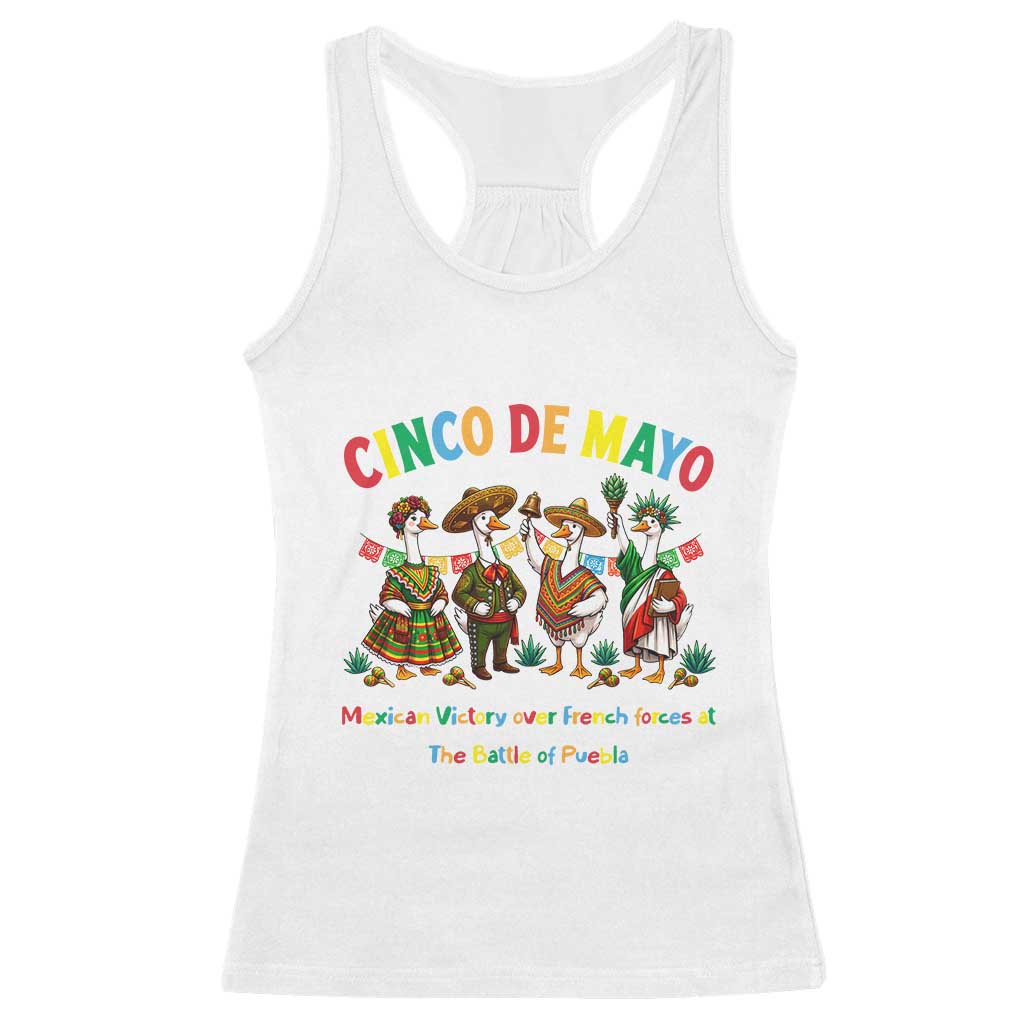 Cinco de Mayo Mexican Victory Racerback Tank Top Silly Goose Festive Heritage Puebla Battle 1862 TS14 White Print Your Wear