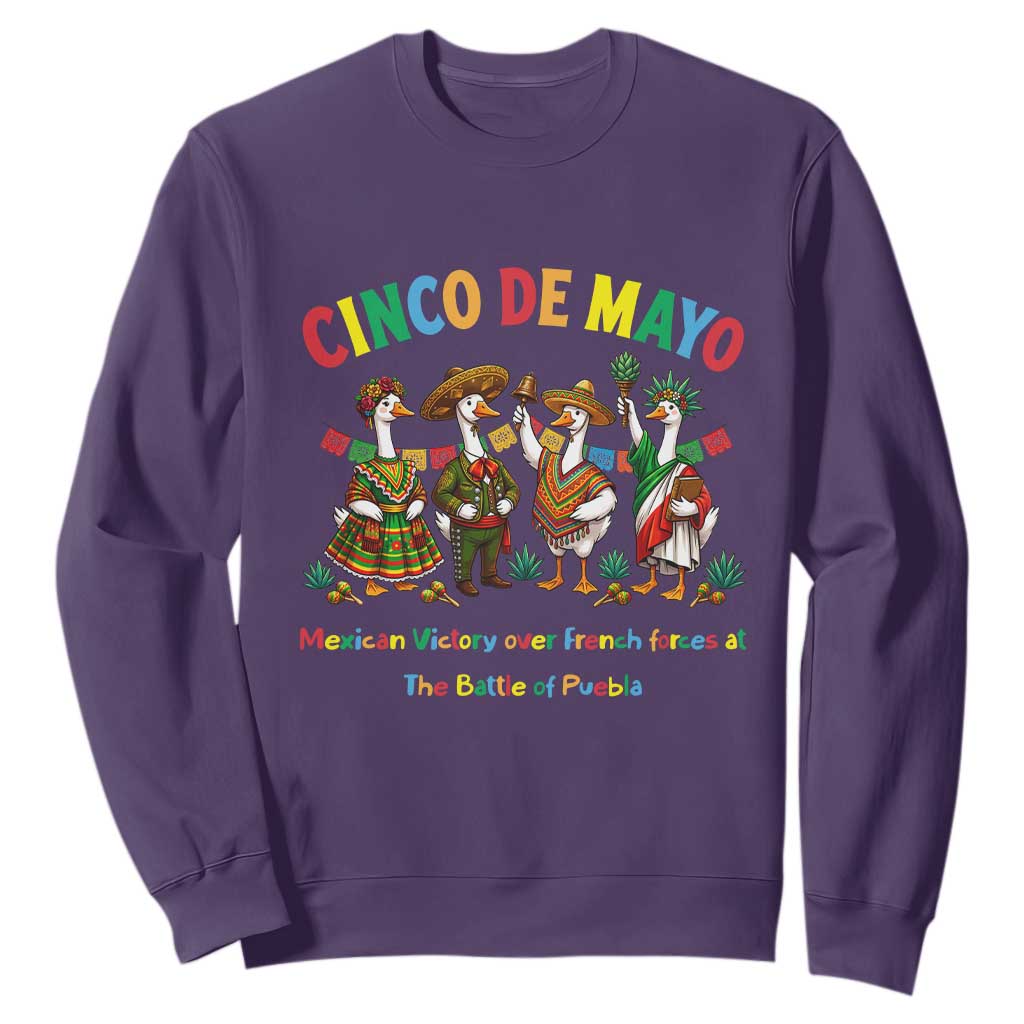 Cinco de Mayo Mexican Victory Sweatshirt Silly Goose Festive Heritage Puebla Battle 1862 TS14 Purple Print Your Wear