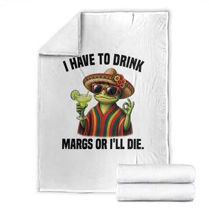 Cinco De Drinko Margarita Throw Blanket Funny Drinking Lizard Cinco De Mayo Fiesta TS14 White Print Your Wear