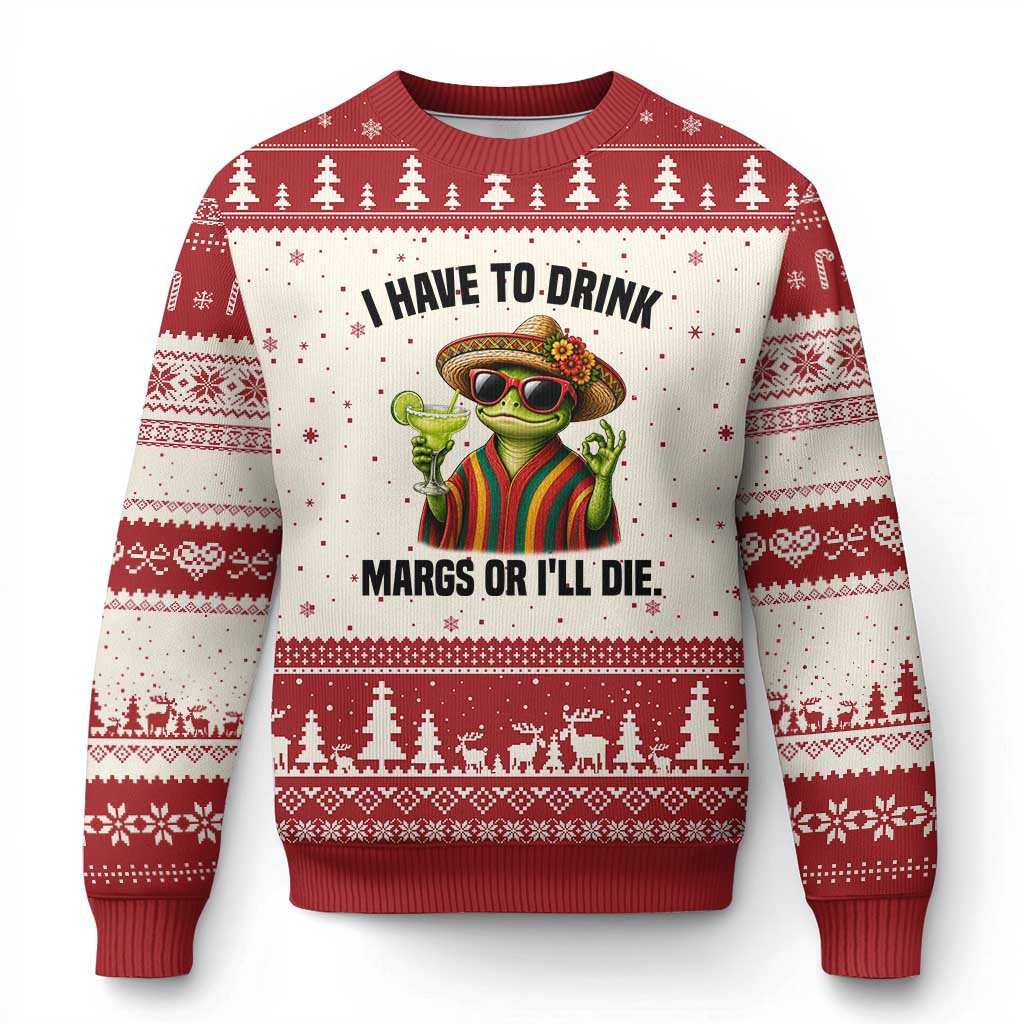 Cinco De Drinko Margarita Ugly Christmas Sweater Funny Drinking Lizard Cinco De Mayo Fiesta TS14 Beige Red Print Your Wear