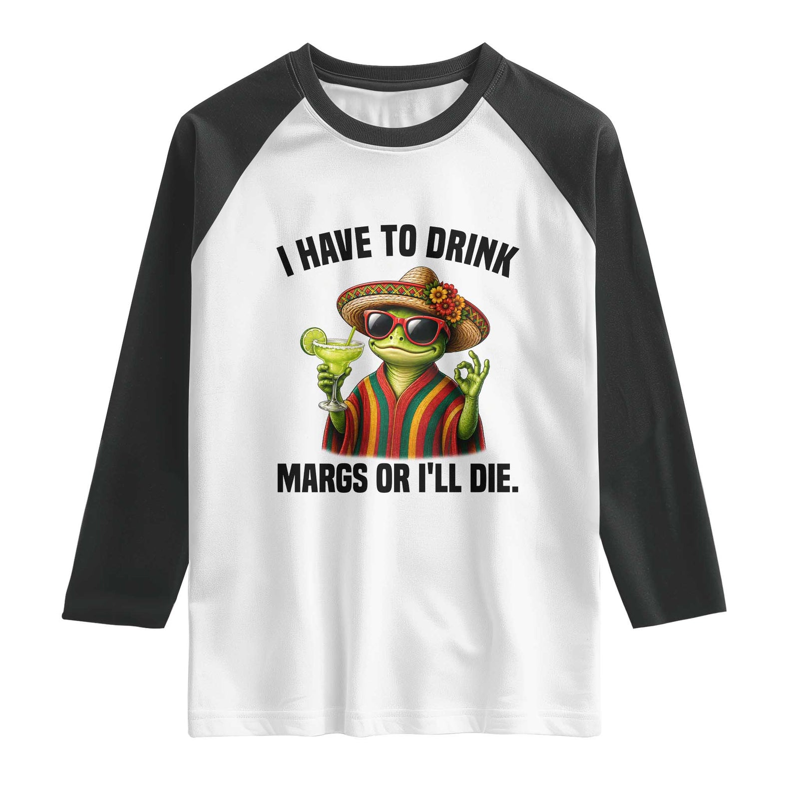 Cinco De Drinko Margarita Raglan Shirt Funny Drinking Lizard Cinco De Mayo Fiesta TS14 White Black Print Your Wear