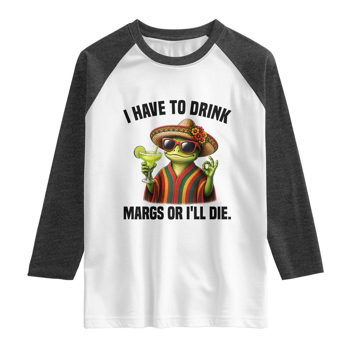 Cinco De Drinko Margarita Raglan Shirt Funny Drinking Lizard Cinco De Mayo Fiesta TS14 White Heather Charcoal Print Your Wear