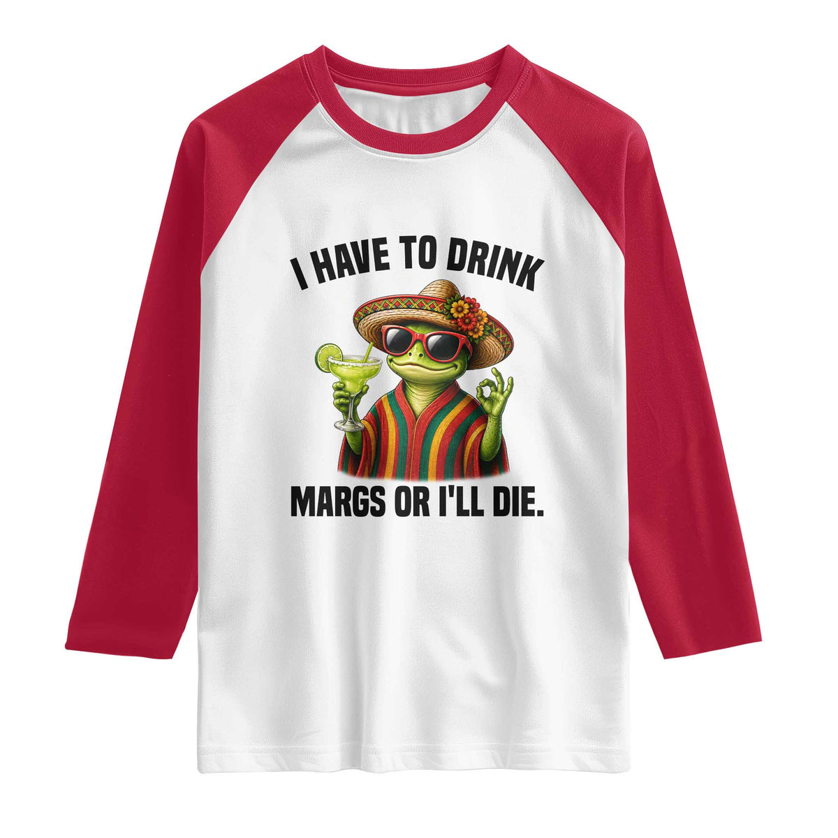 Cinco De Drinko Margarita Raglan Shirt Funny Drinking Lizard Cinco De Mayo Fiesta TS14 White Red Print Your Wear