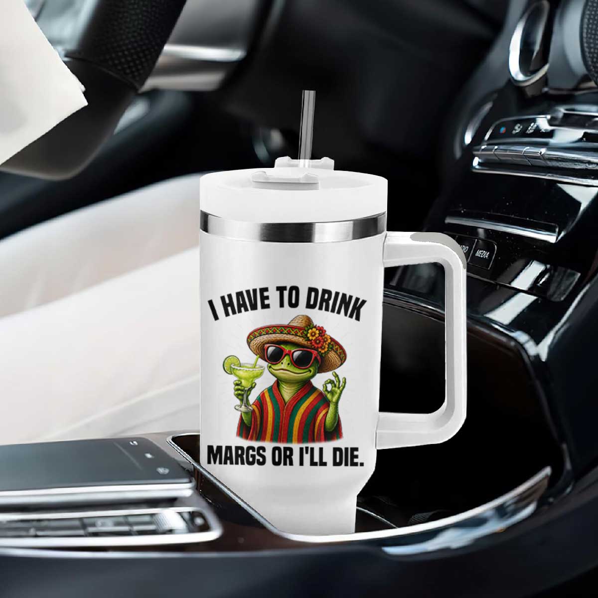 Cinco De Drinko Margarita Tumbler With Handle Funny Drinking Lizard Cinco De Mayo Fiesta TS14 Print Your Wear