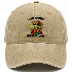 Cinco De Drinko Margarita Washed Cotton Baseball Cap Funny Drinking Lizard Cinco De Mayo Fiesta TS14 Print Your Wear