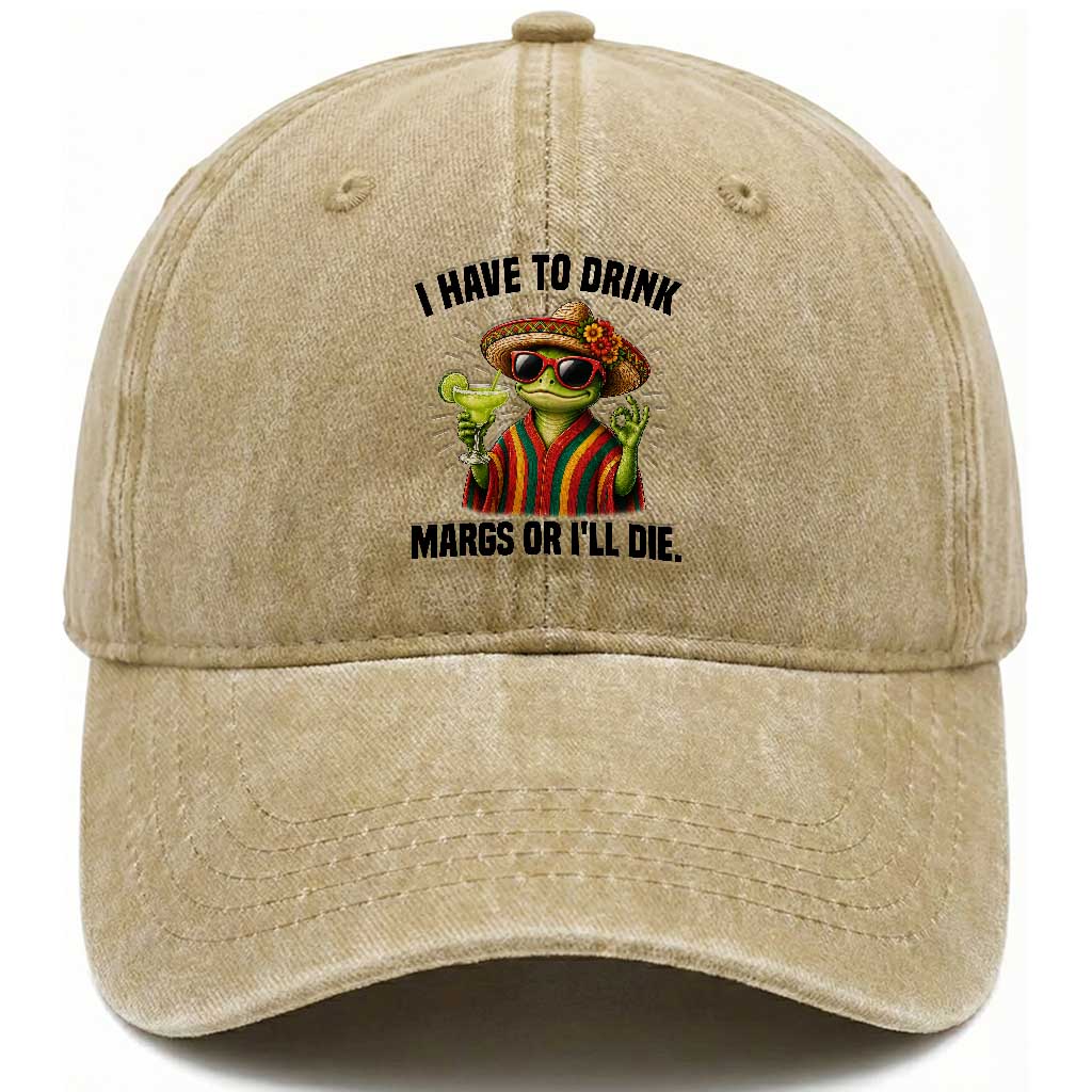 Cinco De Drinko Margarita Washed Cotton Baseball Cap Funny Drinking Lizard Cinco De Mayo Fiesta TS14 Print Your Wear