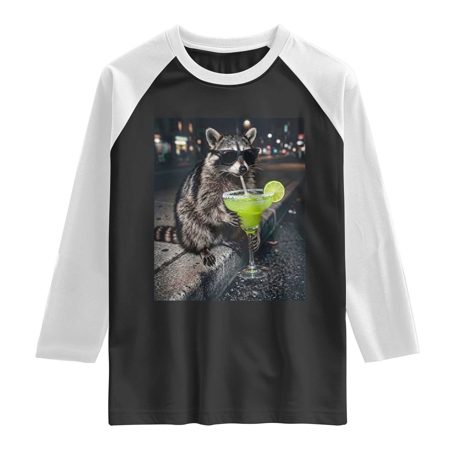 Margarita Cocktail Raglan Shirt Funny Raccoon Mexican Food Meme TS14 Black White Print Your Wear