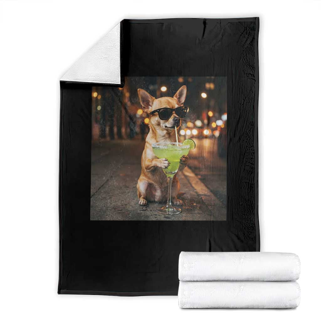 Cinco de Mayo Margarita Throw Blanket Funny Chihuahua Drinking Cocktail Mexican Fiesta Gift TS14 Black Print Your Wear