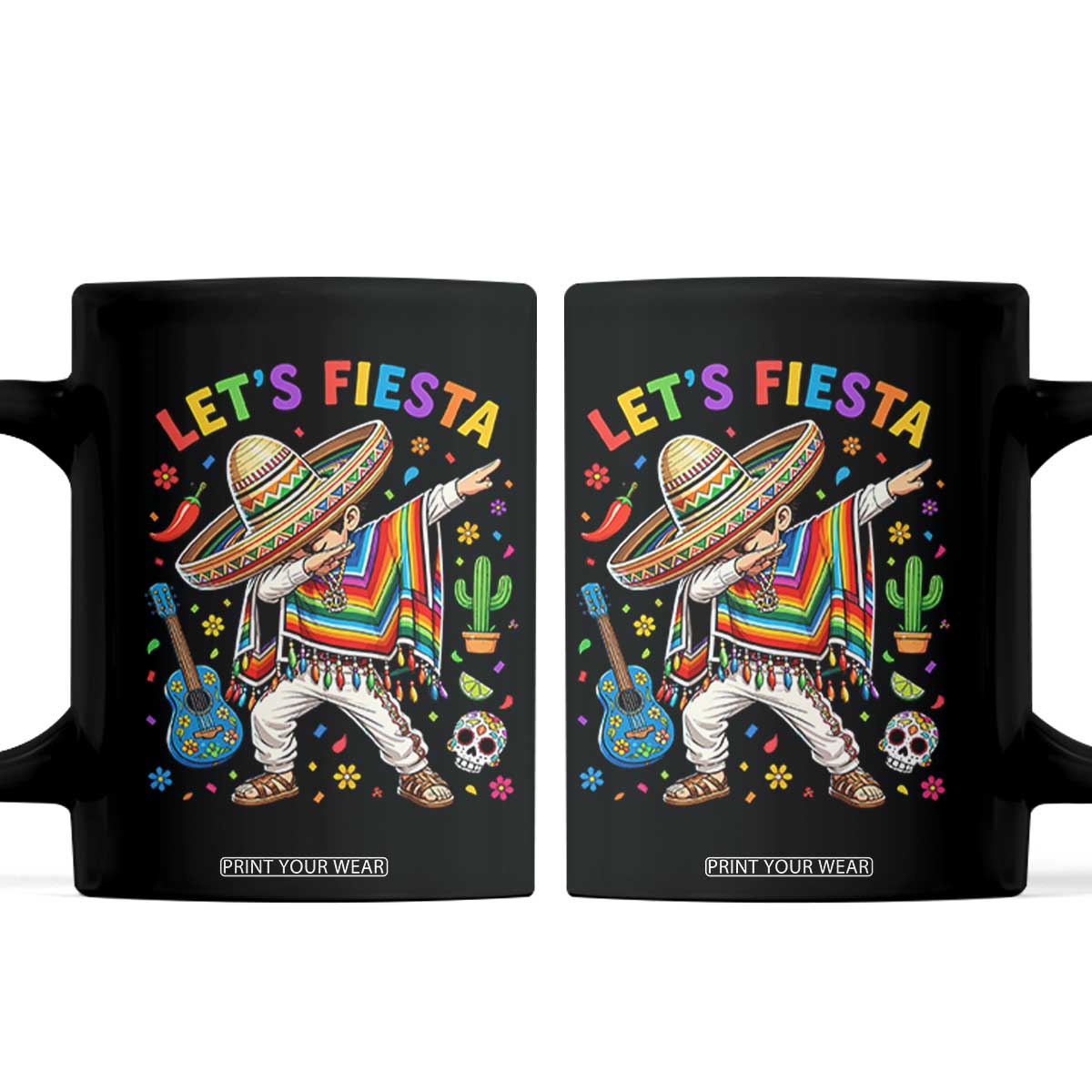 Lets Fiesta Coffee Mug Funny Dabbing Boy Cinco De Mayo Fiesta TS14 Black Print Your Wear
