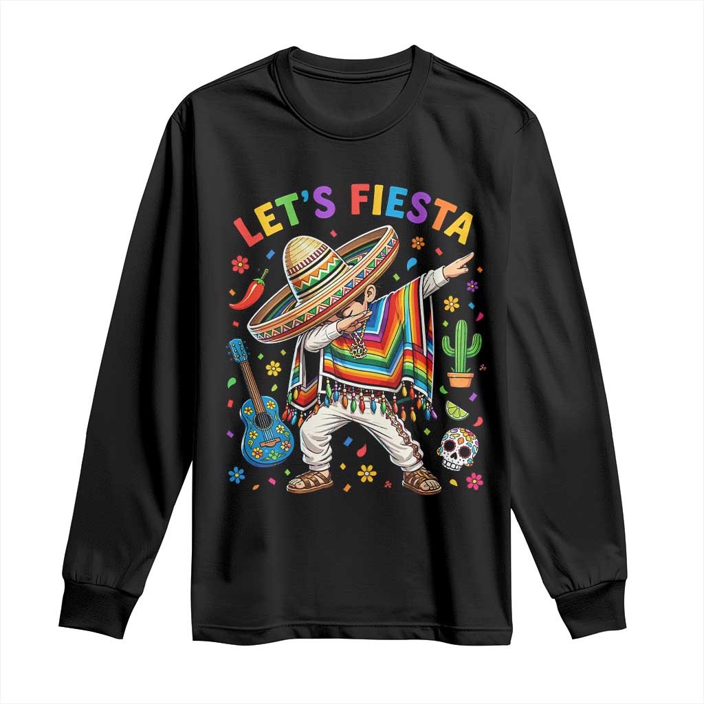 Lets Fiesta Long Sleeve Shirt Funny Dabbing Boy Cinco De Mayo Fiesta TS14 Black Print Your Wear