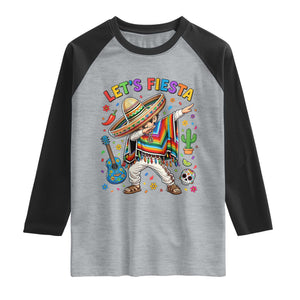 Lets Fiesta Raglan Shirt Funny Dabbing Boy Cinco De Mayo Fiesta TS14 Heather Gray Black Print Your Wear