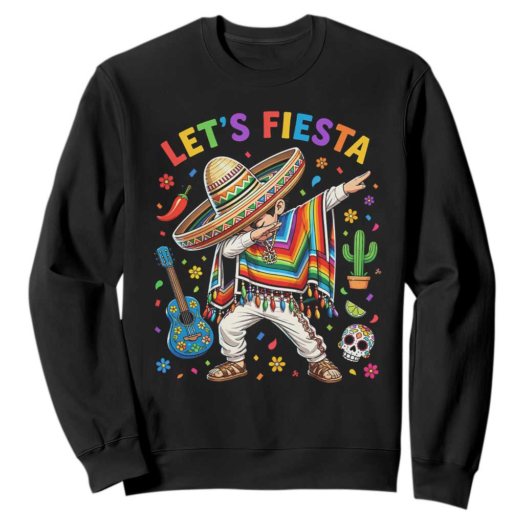 Lets Fiesta Sweatshirt Funny Dabbing Boy Cinco De Mayo Fiesta TS14 Black Print Your Wear