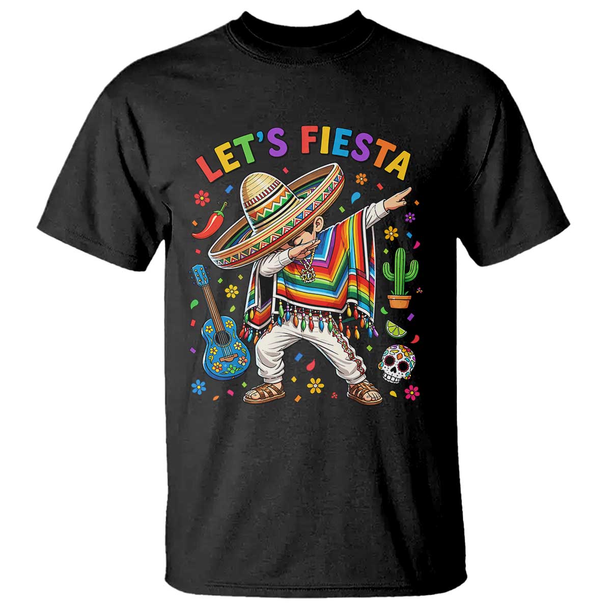 Lets Fiesta T Shirt Funny Dabbing Boy Cinco De Mayo Fiesta TS14 Black Print Your Wear
