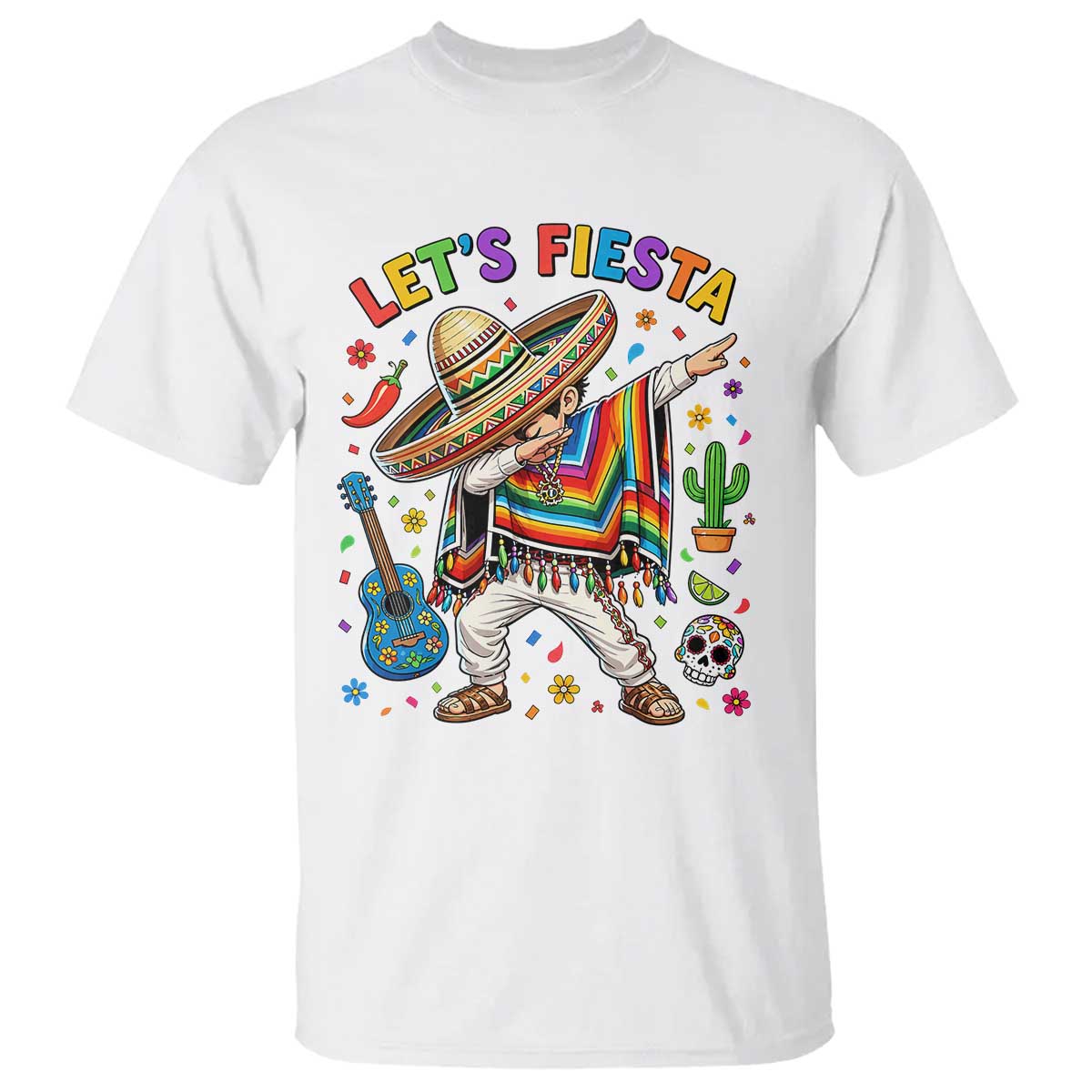 Lets Fiesta T Shirt Funny Dabbing Boy Cinco De Mayo Fiesta TS14 White Print Your Wear