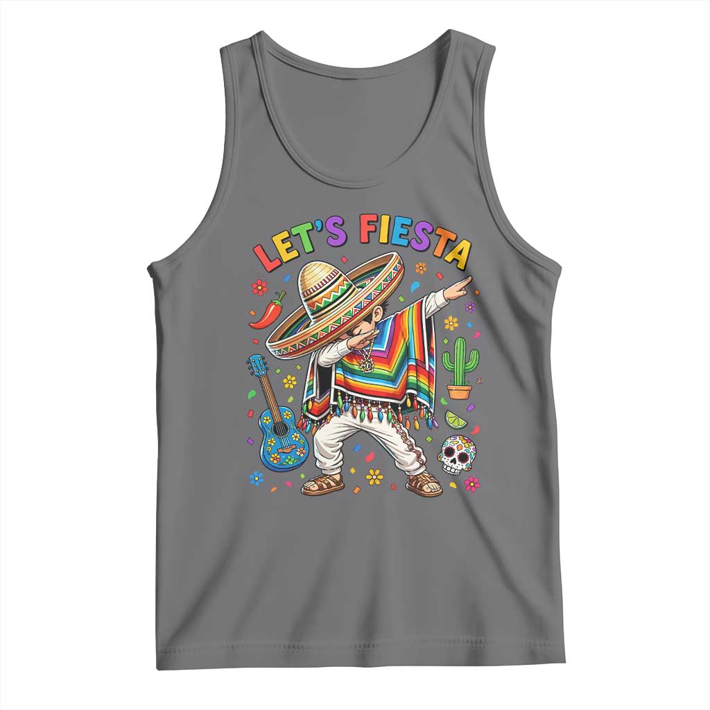 Lets Fiesta Tank Top Funny Dabbing Boy Cinco De Mayo Fiesta TS14 Black Heather Print Your Wear