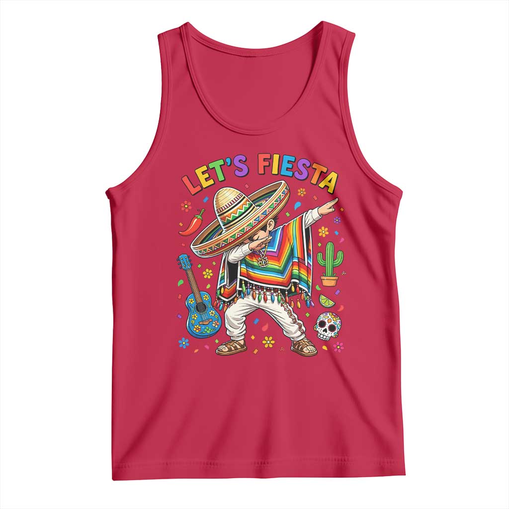 Lets Fiesta Tank Top Funny Dabbing Boy Cinco De Mayo Fiesta TS14 Red Print Your Wear