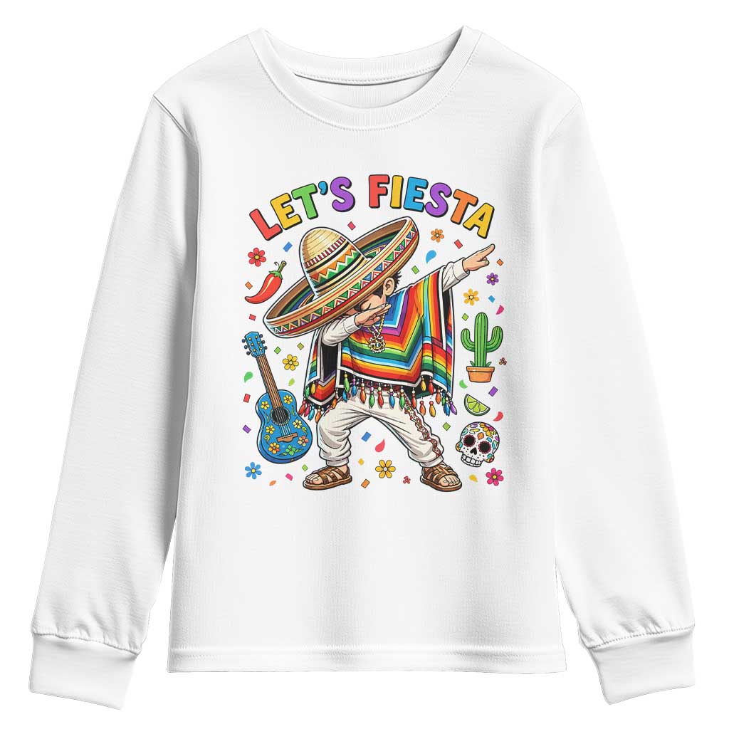 Lets Fiesta Youth Sweatshirt Funny Dabbing Boy Cinco De Mayo Fiesta TS14 White Print Your Wear